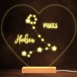 Constellations Zodiac Sign Pisces Personalised Gift Lamp Night Light - thumbnail 1