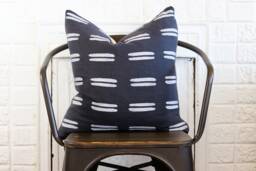 Charcoal Linen Pillow Cover Hand Block Printed Boho Chic Home Decor - thumbnail 1