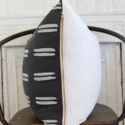 Charcoal Linen Pillow Cover Hand Block Printed Boho Chic Home Decor - thumbnail 3