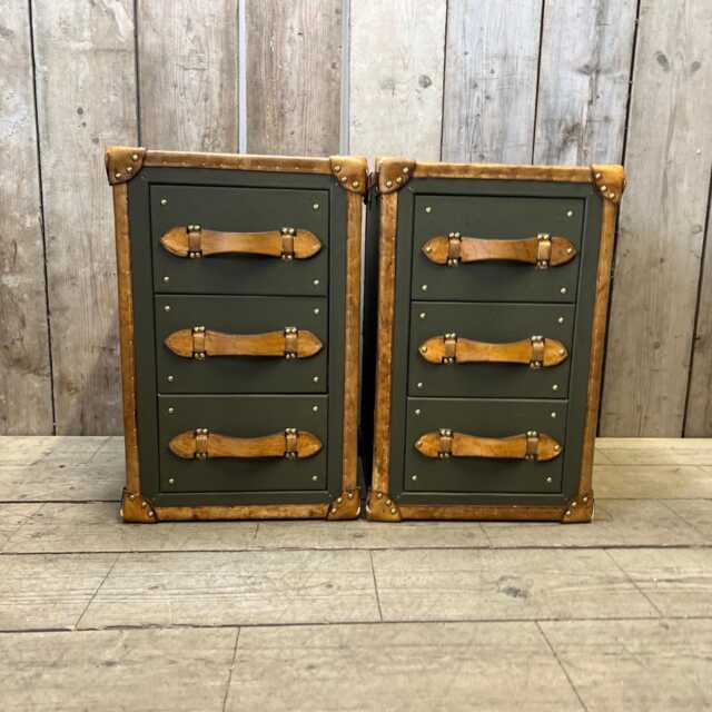 Olive Green Bedside Tables - Unique Leather Cabinets Modern Nightstand Design - image 1