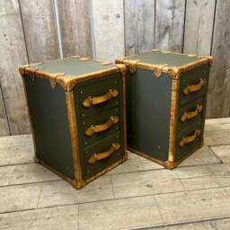 Olive Green Bedside Tables - Unique Leather Cabinets Modern Nightstand Design - thumbnail 3