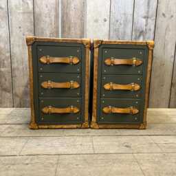 Olive Green Bedside Tables - Unique Leather Cabinets Modern Nightstand Design - thumbnail 1