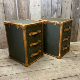 Olive Green Bedside Tables - Unique Leather Cabinets Modern Nightstand Design - thumbnail 2