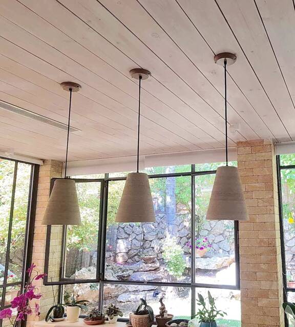 3 Ceramic Pendant Lights Carved Gray Kitchen Island Lighting - image 1
