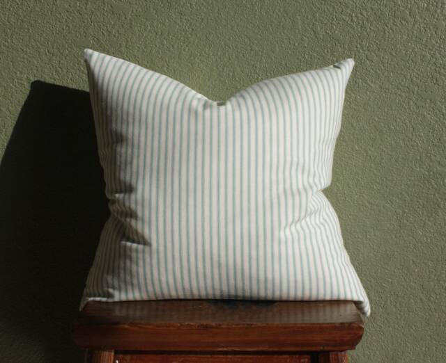 Green Stripe Pillow Cover/Farmhouse Striped Throw Decorative Sofa Accent Cushion - image 1