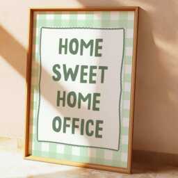 Home Sweet Office, Unframed Card Art Print, Green Wall Decor - thumbnail 2