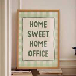 Home Sweet Office, Unframed Card Art Print, Green Wall Decor - thumbnail 3