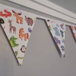 Animals Fabric Bunting - Nursery Decor New Baby Gift Playroom Accessories Children's Wall Hanging - thumbnail 2