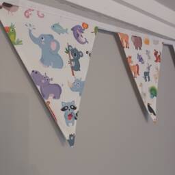 Animals Fabric Bunting - Nursery Decor New Baby Gift Playroom Accessories Children's Wall Hanging - thumbnail 3