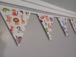 Animals Fabric Bunting - Nursery Decor New Baby Gift Playroom Accessories Children's Wall Hanging - thumbnail 1