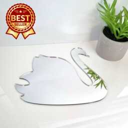 Swan Acrylic Mirror Wall Art - Many Size & Colour Options - Bespoke Items Made - thumbnail 1