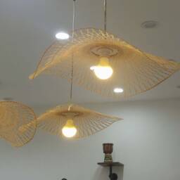 Wave-Shaped Bamboo Pendant Light Rustic Modern Lighting - thumbnail 2