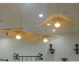 Wave-Shaped Bamboo Pendant Light Rustic Modern Lighting