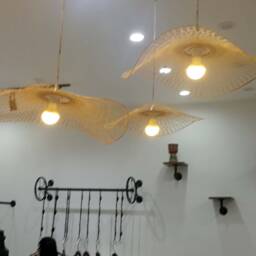Wave-Shaped Bamboo Pendant Light Rustic Modern Lighting - thumbnail 3