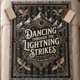 Onyx Storm Woven Blanket, Dancing Through The Lightning Strikes Throw, Fourth Wing Dragon Throw Lover Gift, Fly Or Die - thumbnail 3