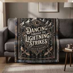 Onyx Storm Woven Blanket, Dancing Through The Lightning Strikes Throw, Fourth Wing Dragon Throw Lover Gift, Fly Or Die - thumbnail 2