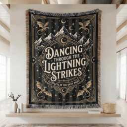 Onyx Storm Woven Blanket, Dancing Through The Lightning Strikes Throw, Fourth Wing Dragon Throw Lover Gift, Fly Or Die - thumbnail 1