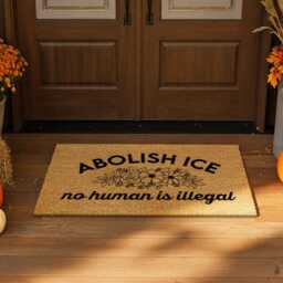 Abolish Ice No Human Is Illegal Doormat - Protest Political Decor Outdoor Front Porch - thumbnail 4