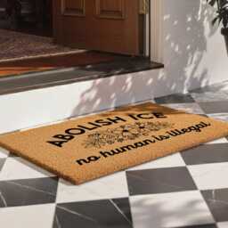 Abolish Ice No Human Is Illegal Doormat - Protest Political Decor Outdoor Front Porch - thumbnail 3
