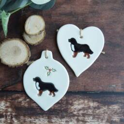 Bernese Mountain Dog, Christmas Tree Decoration, Handmade Ceramic Xmas Gift, Gift For Lover, Present Dog - thumbnail 3