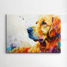 Colorful Golden Retriever Abstract Modern Oil Painting Wall Art Framed Canvas Poster Print Home Kitchen Office Room Decor Dog Gift Ideas - thumbnail 3