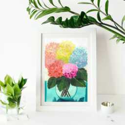 Rainbow Hydrangeas Art Print Floral Botanical Decor - thumbnail 3