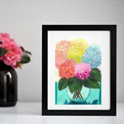 Rainbow Hydrangeas Art Print Floral Botanical Decor - thumbnail 2