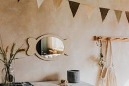 Wooden Cloud Mirror, Kids Room Decor, Shatterproof - thumbnail 1