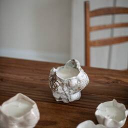 Handmade Ceramic Candle - Unique Sculptural Design Candle- Home Decor Vessel- Wedding Gift Ikebana Vase - thumbnail 3