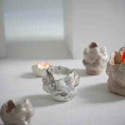 Handmade Ceramic Candle - Unique Sculptural Design Candle- Home Decor Vessel- Wedding Gift Ikebana Vase - thumbnail 4