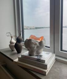 Handmade Ceramic Candle - Unique Sculptural Design Candle- Home Decor Vessel- Wedding Gift Ikebana Vase - thumbnail 1