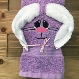 Embroidered Bunny Hand Towel - 100% Cotton, Easter Gift - thumbnail 4