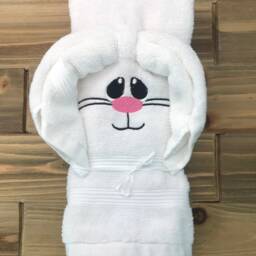 Embroidered Bunny Hand Towel - 100% Cotton, Easter Gift - thumbnail 3