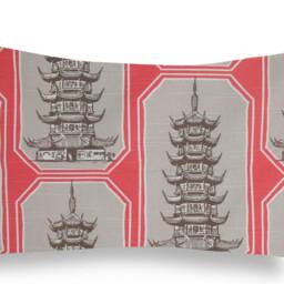 Decorative Pillow Cushion Covers - Accent Throw Temple Pagoda Coral Soft Brown - thumbnail 4