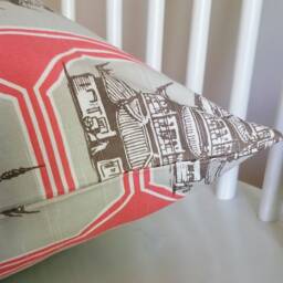 Decorative Pillow Cushion Covers - Accent Throw Temple Pagoda Coral Soft Brown - thumbnail 2