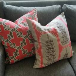 Decorative Pillow Cushion Covers - Accent Throw Temple Pagoda Coral Soft Brown - thumbnail 3