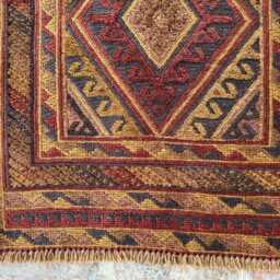 Collectors Piece 2'6x12'4 Moshwani Runner Rug - Hand-Knotted Woolen , Contemporary Geometric Design Boho Kitchen Hallway - thumbnail 4