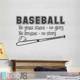 Baseball Vinyl Wall Decal - Nursery Sports Art Quote No Grass Stains Glory - 22x13 Sml - thumbnail 3