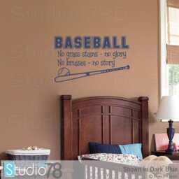 Baseball Vinyl Wall Decal - Nursery Sports Art Quote No Grass Stains Glory - 22x13 Sml - thumbnail 2
