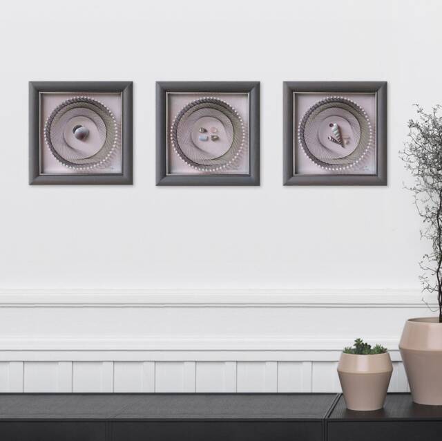 Coastal String Art Set - Seashell & Mineral Stone, Framed Wall Decor - image 1