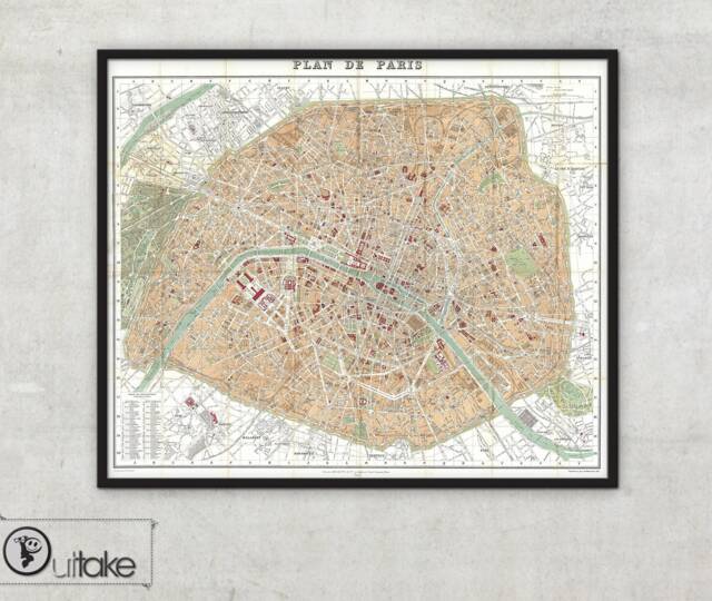 Old Map Of Paris - Plan De - 1892 Framed Print, 047 - image 1