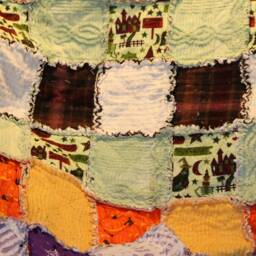 Upcycled Halloween Rag Quilt Vintage Chenille Throw - 56 X 56 - thumbnail 2