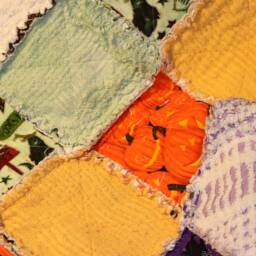 Upcycled Halloween Rag Quilt Vintage Chenille Throw - 56 X 56 - thumbnail 3