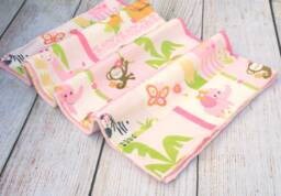 Pink Jungle Animal Minky Baby Blanket - Shower Gift New Girl Soft Lovey Nursery Keepsake Car Seat - thumbnail 1