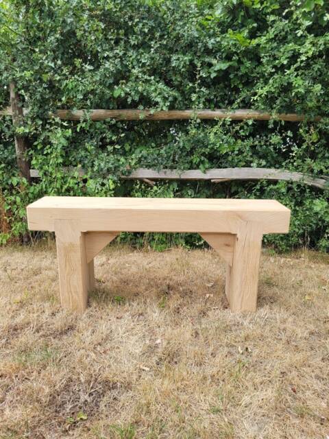 Solid French Oak Beam Garden Bench / - image 1