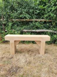 Solid French Oak Beam Garden Bench / - thumbnail 1