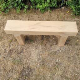 Solid French Oak Beam Garden Bench / - thumbnail 2
