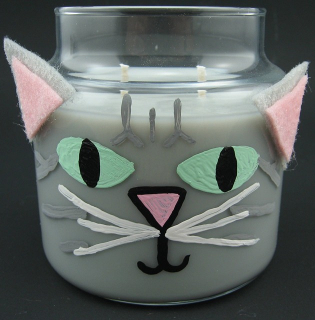 Hand-Painted Cat Face Soy Candle - Unique Scented Lover Gift - image 1