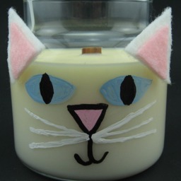 Hand-Painted Cat Face Soy Candle - Unique Scented Lover Gift - thumbnail 3