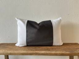 Gray Velvet Linen Pillow Cover Charcoal Color Block Throw